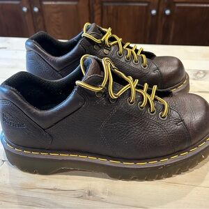 Dr. Martens Brown and Yellow Oxfords with Signature Stitching